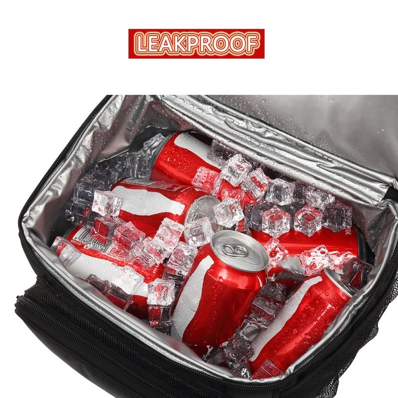 FlowFly Double Layer Cooler Insulated Lunch Bag Adult Lunch Box Large Tote Bag for Men, Women, With Adjustable Strap,Front Pocket and Dual Large Mesh Side Pockets,Army Green - Image 3